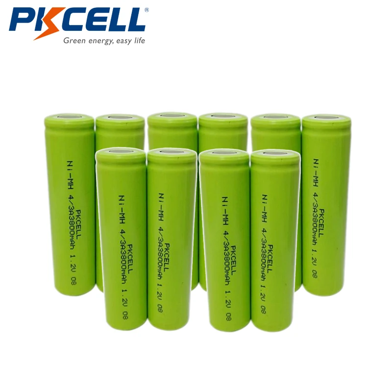 

PKCELL 10pcs/lot Rechargeable NI-MH 17670 18670 1.2V 4/3A size 3800mAh Industrial Battery For Soldering