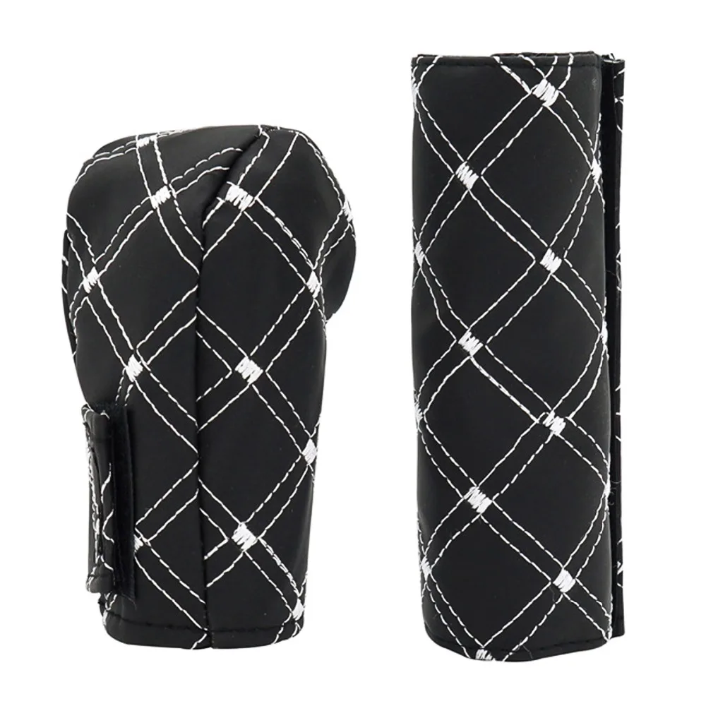 2 in 1 Set Car Gear Shift Collars Handbrake Knob Cover Faux Leather & Hand Brake Protection Non-slip Grips | Автомобили и