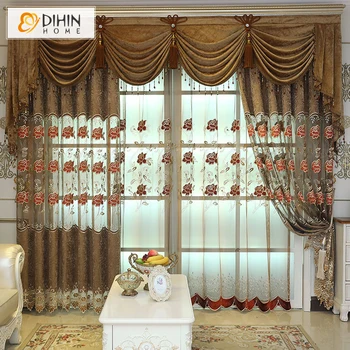

DIHIN HOME Embroidered Window Shade European Blackout Curtain Customized Window Drapes