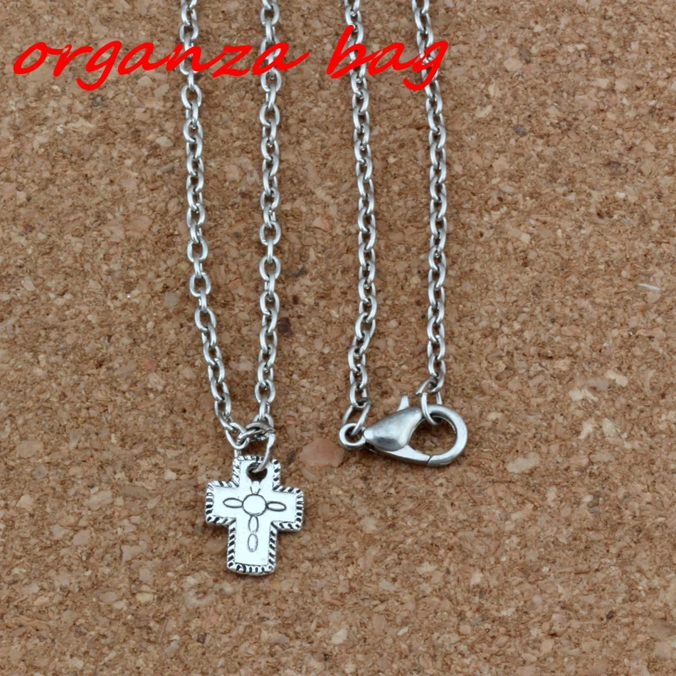 

3pcs/ lot Ancient silver Alloy small Cross Charms Pendant Necklaces 18 inches Chains Jewelry DIY A-270d