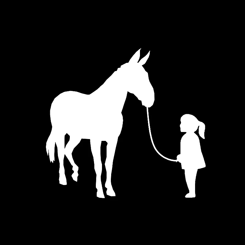QYPF 15CM*14CM Funny Girl Walking Mule Waterproof Car Sticker Decal Black Silver Vinyl C15-3327