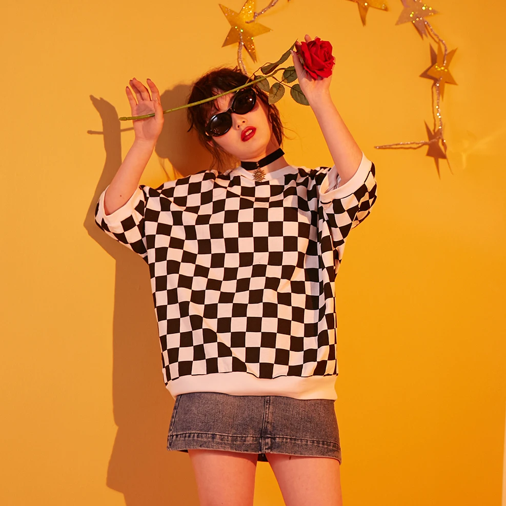 black and white checkered shirt oversized