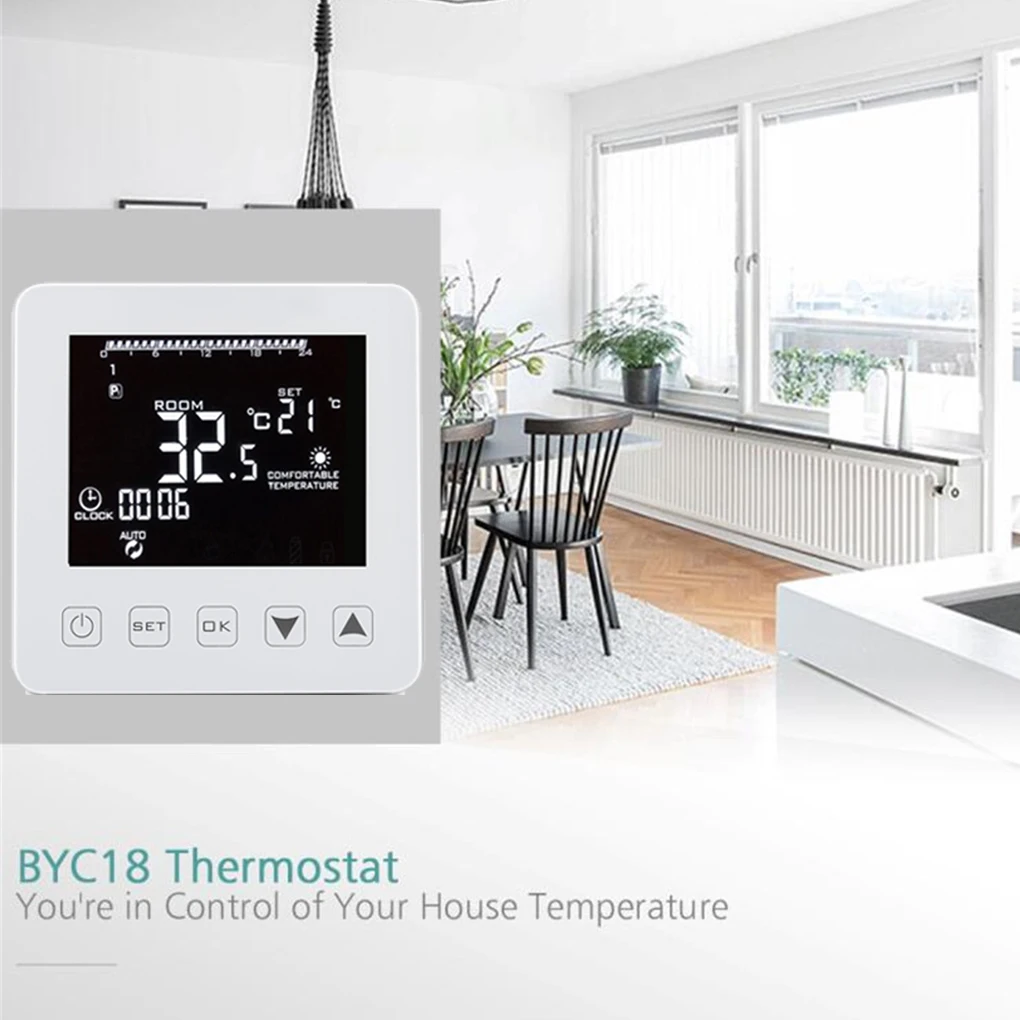 

Programmable Thermostat Electric Heating Temperature Controller LCD Display Touchscreen Thermostat 16A