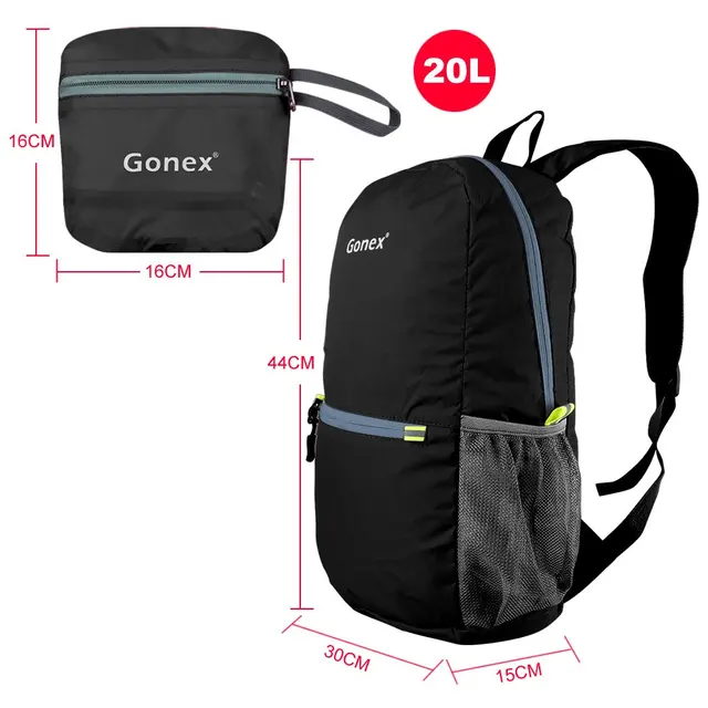 Gonex 20L Ultralight Backpack Foldable Daypack Nylon Black Bag for School Travel Hiking Outdoor Sport 2019 Family Activity 2