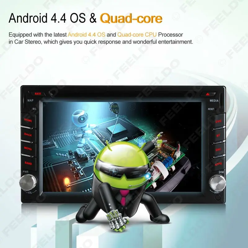 Clearance LEEWA 6.2"inch Universal 2DIN Android 4.4.4 Quad Core Car DVD Player With GPS Navi Radio For Nissan/Hyundai #CA2420 4