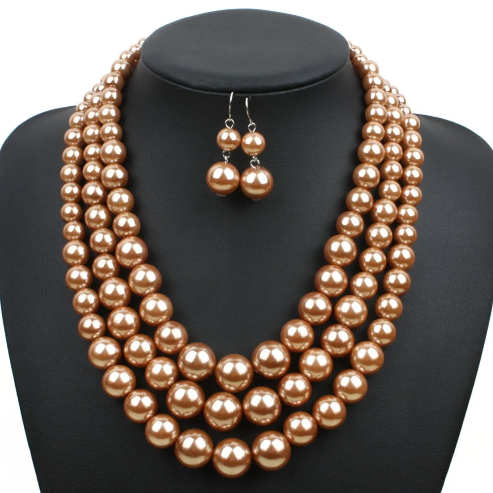 plastic pearl beads necklace multilayer simulated women necklace