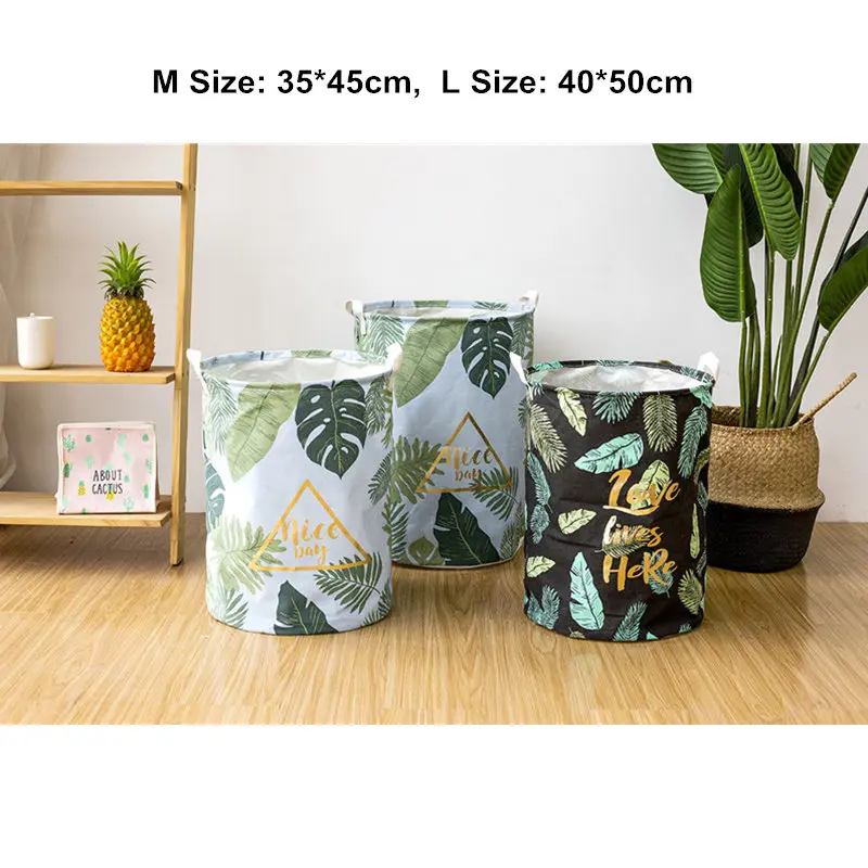 40*50 سنتيمتر يترك المطبوعة القذرة الغسيل سلة 2018 طوي تخزين سلة للعب النسيج سلة الغسيل تخزين و منظمة