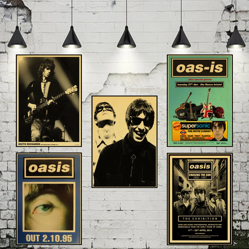 

OASIS Liam Gallagher Nostalgia Retro Rock Band Music Kraft Paper Poster Bar Cafe Living Room Dining room Decorative Paintings