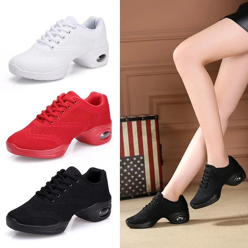 

Women Dance Shoes Ladies Modern Salsa Tap Latin Damping Dancing Shoes For Woman Jazz Leather Frosted Aerobics Shoes