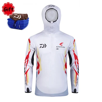 

Summer Men Fishing Clothing Hooded Sunproof Fishing Jacket Breathable Long Sleeve Fly Fishing Riding Hiking Clothes Free Gift