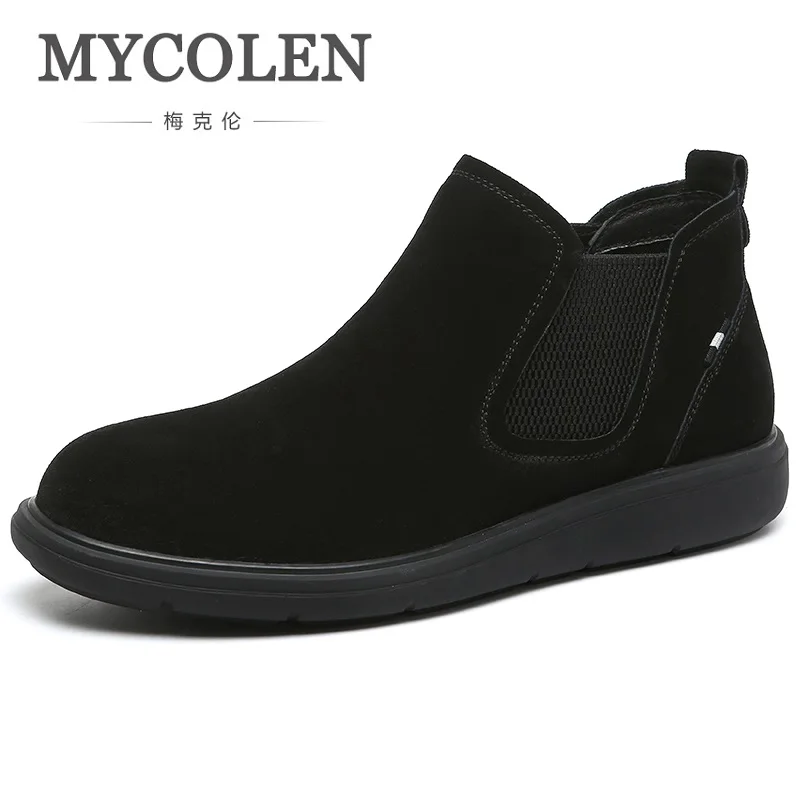 

MYCOLEN 2019 High Quality Fashion Slip-On Band Round Toe Brand Ankle Boots Design Men Dress Chelsea Boots Calzado De Seguridad