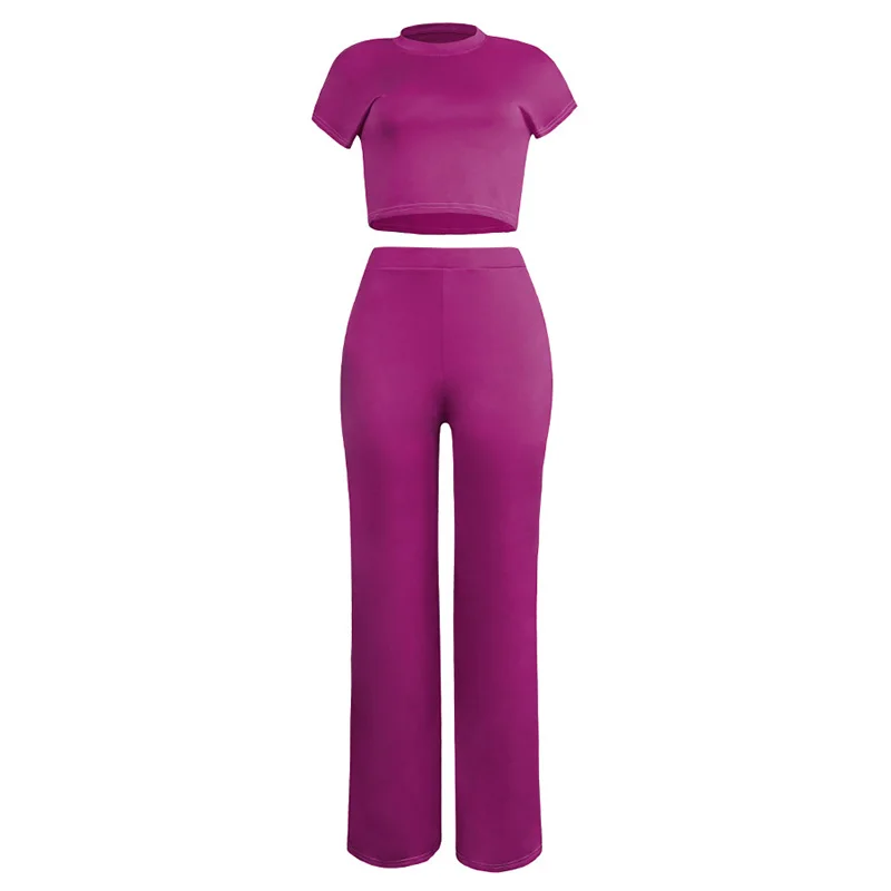 ShejoinSheenjoy Summer 2 Pieces Sets Women Suit Sexy O-Neck Short Sleeve Top And Pockets Long Pants Women Set Clothing 3 Colors (1)
