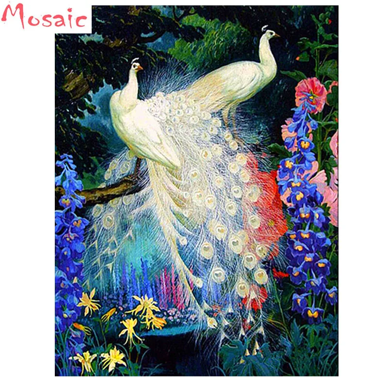 White Peacock Full Drill DIY 5D Diamond Painting Cross Stitch Kits Mosaic Bird White Peacock Full Drill DIY 5D Diamond Painting Cross Stitch Kits Mosaic Bird