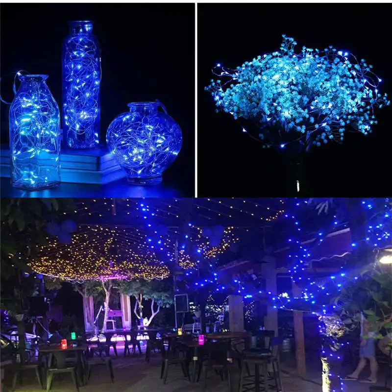 Solar Powered Copper Wire LED String Lights 10M Waterproof Fairy Light for Christmas Garden Holiday Decoration 100 led #2n14 (32)