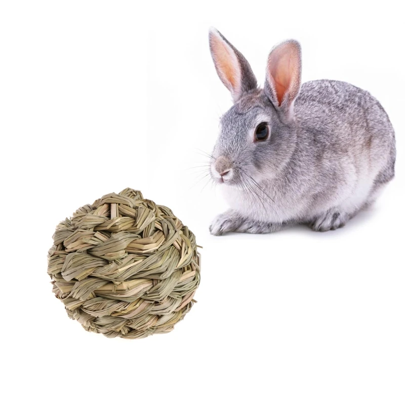 8,5 см игрушка для жевания домашних животных с натуральной травой мяч с колокольчиком для кролика хомяка морская свинья для чистки зубов