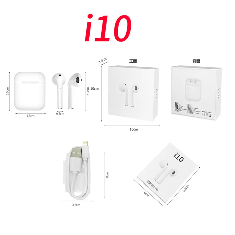 Беспроводные спортивные мини наушники i10 TWS 2019 Bluetooth 5 0 3D супер стерео бас для IOS