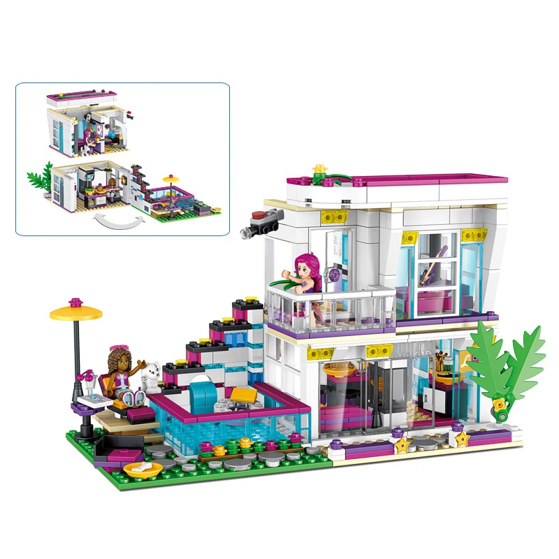 

620PCS Liwei Villa Model Building Kits Compatible Legoings friends city girls DIY figures Bricks Educational Toys for children