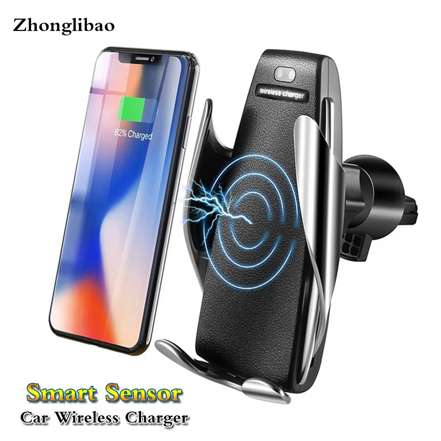 Smart Sensor Automatic Clamping Wireless Car Charger Mount for Iphone Xs Max X Xr 8 Plus 10w Qi Fast Phone Wireless Charging S9