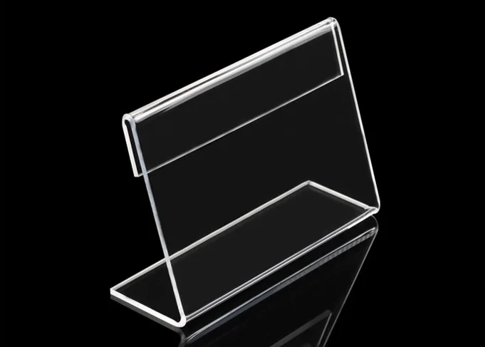 

9x6cm 8x5cm 20pcs L-shape Acrylic Table Sign Price Tag Label Display Paper Promotion Card Holders desk label card frame rack