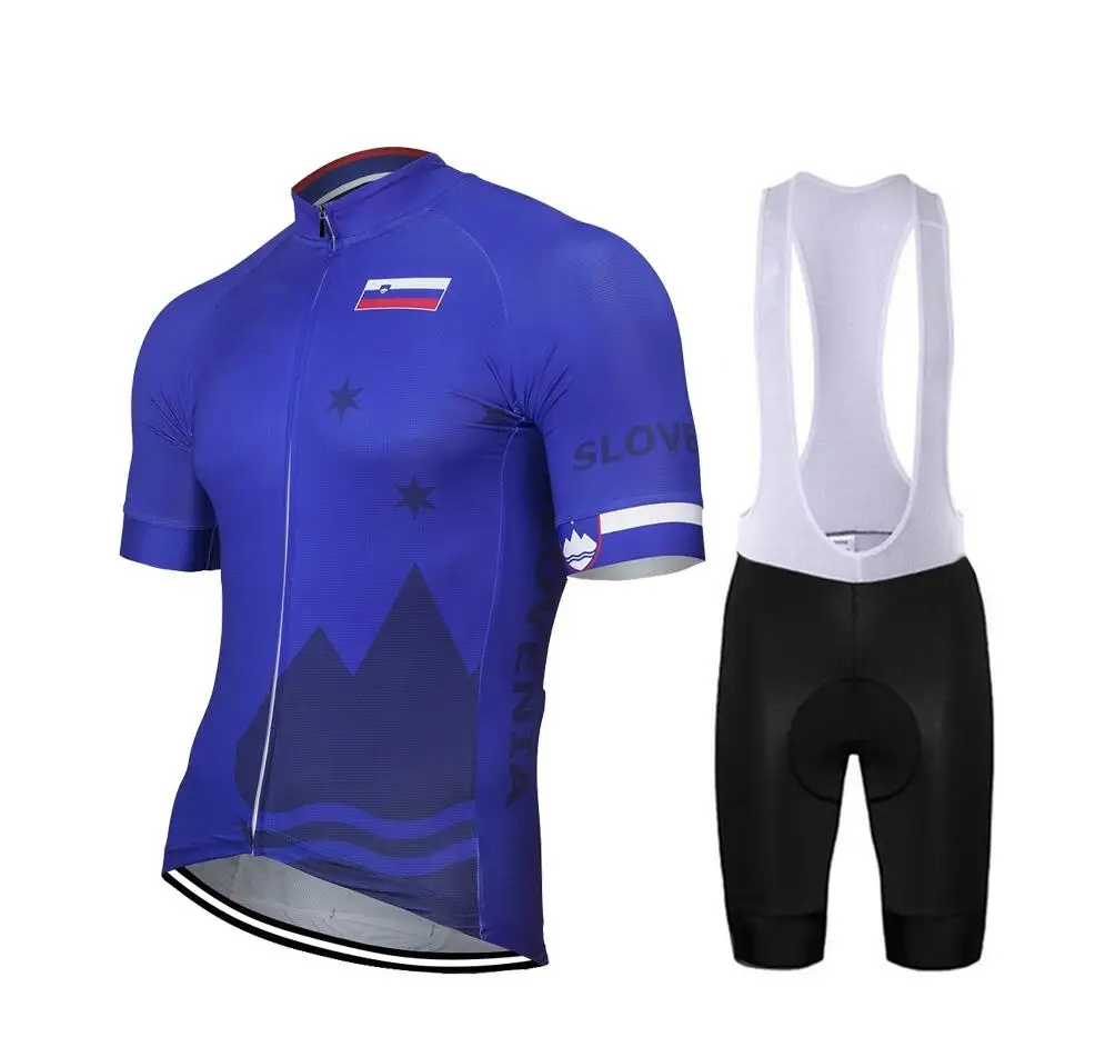 

Slovenia Outdoor New Summer Cycling Jersey Set Men Bike Road Mountain Race Tops Bicycle Wear Bib Short Breathable 9D Gel