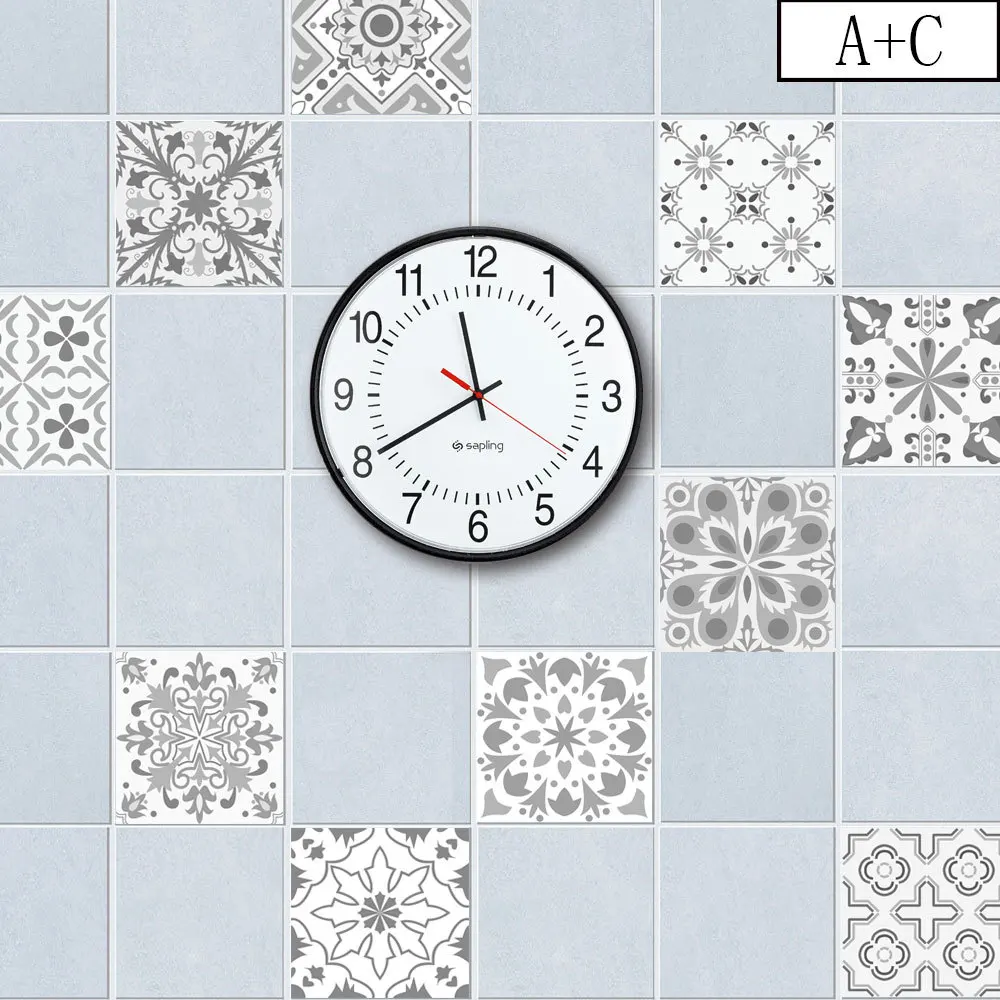 3D Retro Pattern Tile Floor Sticker 20*100cm*1pcs PVC Bathroom Kitchen Waterproof Wall Sticker Home Decor TV Sofa Wall Art Mural
