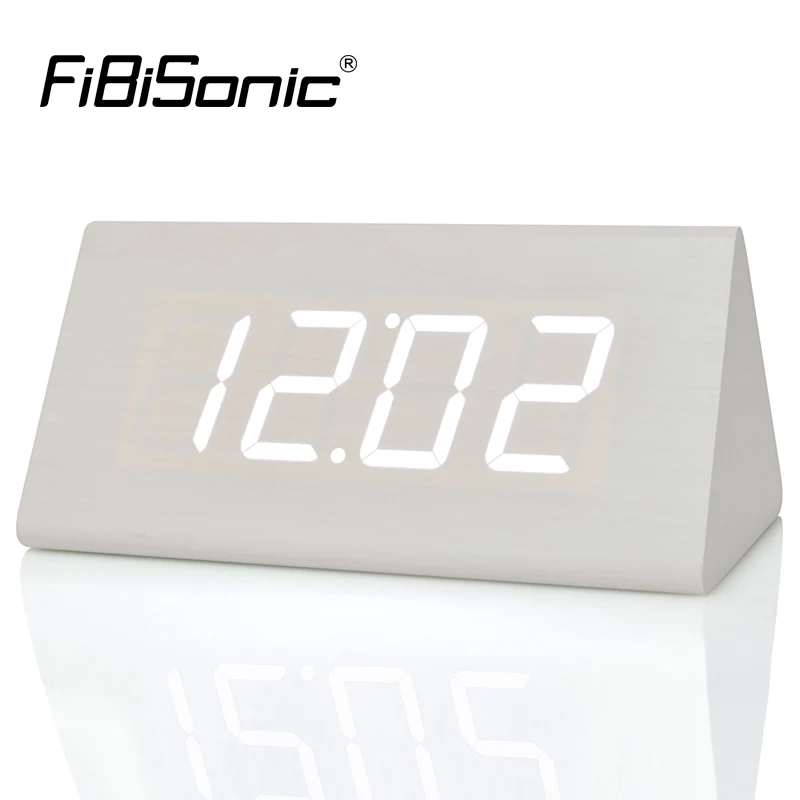 FiBiSonic New Modern Wood clocks,Wooden unique big numbers Digital LED