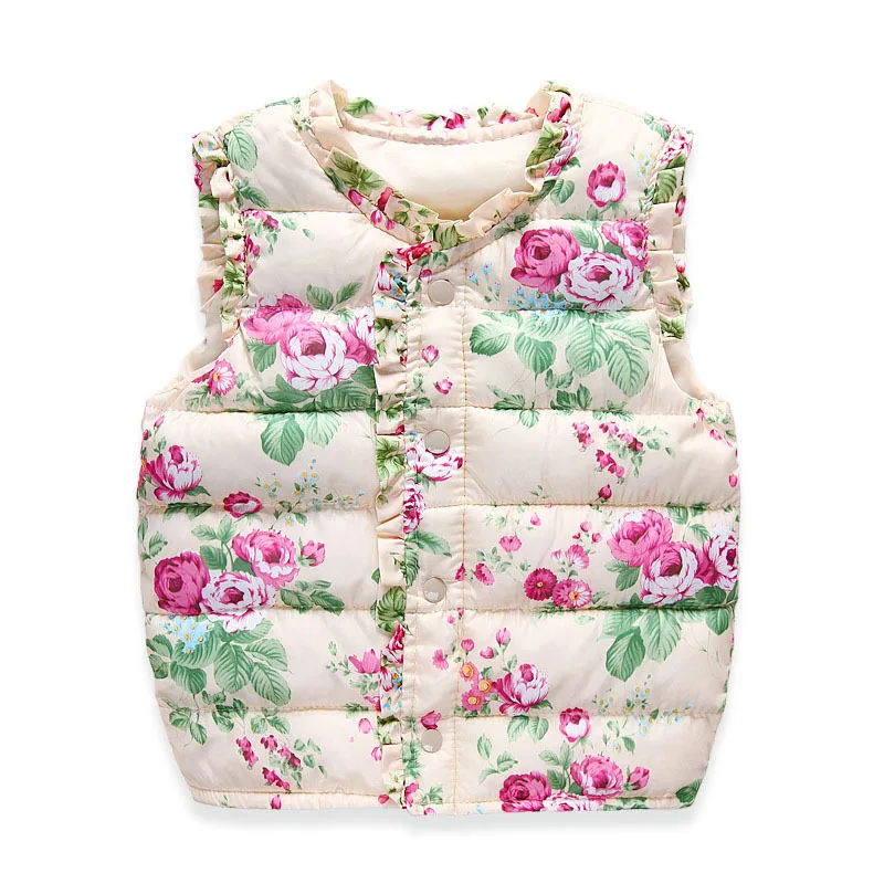 2 8 year baby girl floral vest kids lovely beautiful flower down cotton
