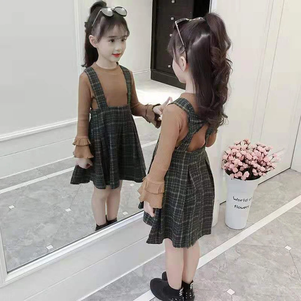 New Style Autumn Winter Spring Toddler Girl Tops+ Dresses Girls Suit Kids Clothes Girl Sets For Age 4 5 6 7 8 9 10 12 13 Year