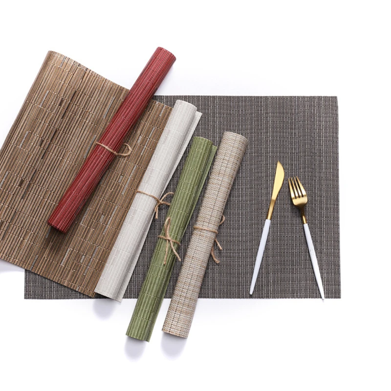 

Pack of 4pcs Table Placemats PVC Table Mats Heat Insulated Pad Japanese Style Rectangle Mats 45x30cm
