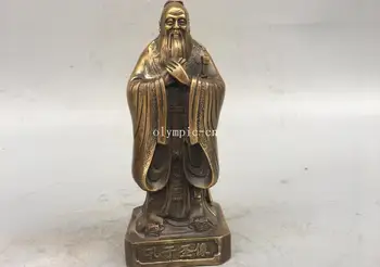 

8'' copper brass sculpture chinese educator philosopher Confucius statuary