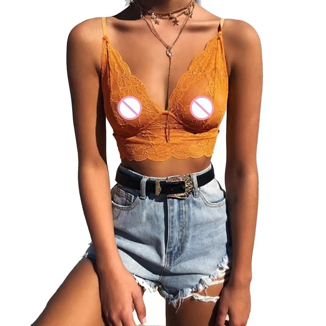 

Women Fashion Lace Bra Beautiful Summer Spaghetti Strap Spring Lingerie Casual Bra Floral Slim Sleeveless