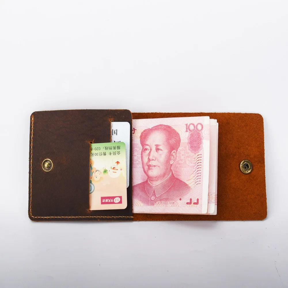 

Handmade Card Holder Genuine Leather Retro Minimalist Leather Wallet for Cards Cow Leather Designer Clip Money Wallet