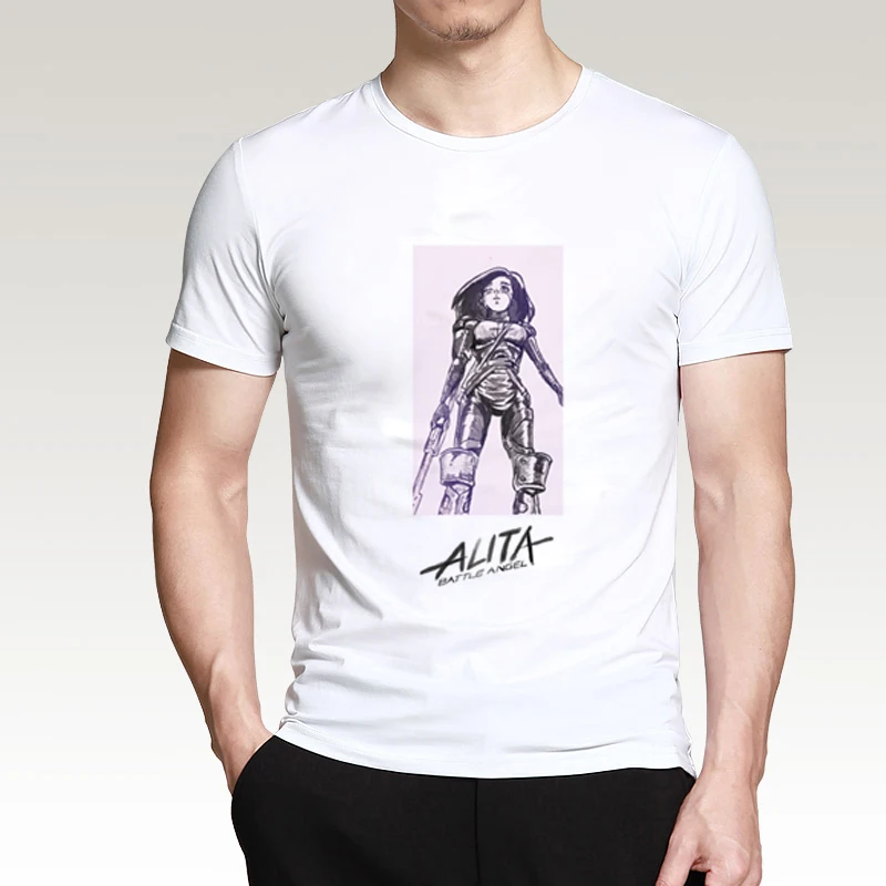 

Battle Angel Alita T Shirt men Gunnm Anime Gully Gally Fashion Style white T-shirt Casual Design Unisex Cotton Tee shirt homme