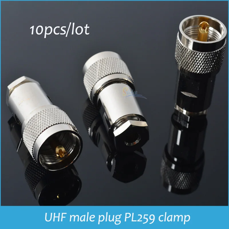 10 шт. UHF Штекерный разъем адаптер штекер PL259 зажим RG58 LMR195 RG400 RG142 RF Прямая