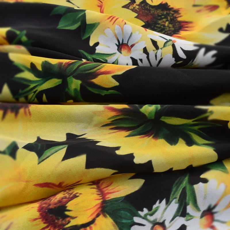 Новинка 2017 горячая Распродажа шелковая ткань с цифровой печатью подсолнуха