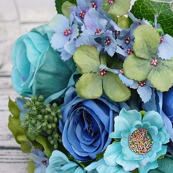 

Silk roses Handmade oil painting Bride bouquet new Year christmas home wedding vases for decoration diy artificial flowers