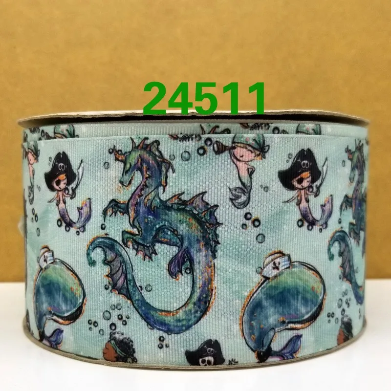 50 ярдов мультфильм напечатанный grosgrain ленты 24580 - Цвет: 24511