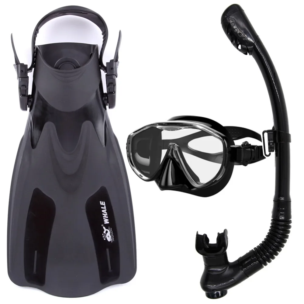 Adult Adjustable Submersible Long Fins Snorkeling Foot Flipper Swimming Scuba Diving Mask and
