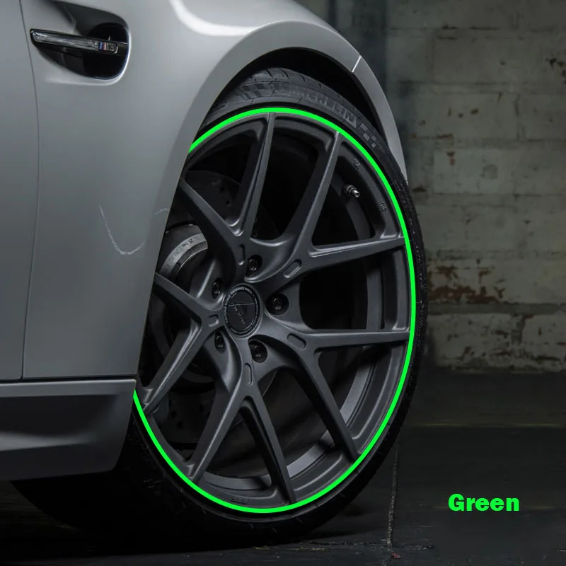 8 M автомобильный обод для ступицы колеса край защитное кольцо шин для защиты от царапин резиновая наклеивающиеся Переводные картинки для детей Audi A7 - Цвет: Зеленый