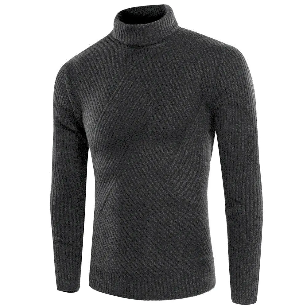 Новый бренд водолазка сплошной цвет Повседневный модный свитер для мужчин Slim Fit ручной вязки пуловеры Заводская Горячая одежда Прямая
