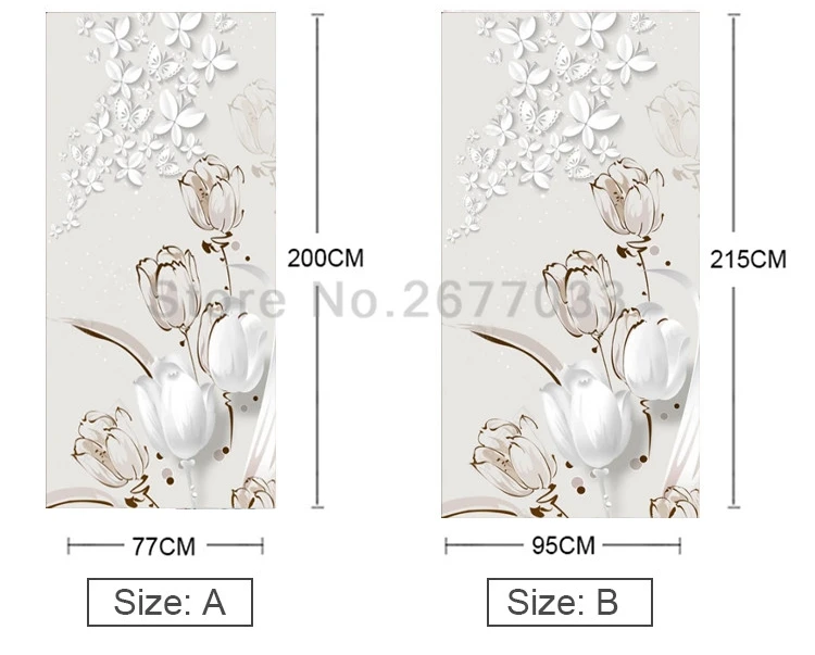 Самоклеящаяся Водонепроницаемая дверная настенная наклейка из ПВХ, 3D тюльпан, стерео обои с бабочками, 3D дверная фреска, для гостиной, для учебы, домашнего декора