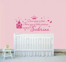 Venta caliente Pincess Niñas Personalizados Nombre Etiqueta de La Pared Etiquetas De La Pared Hermosa Parvulario Bebé Niñas Nombre Arte de La Pared MuralY-616
