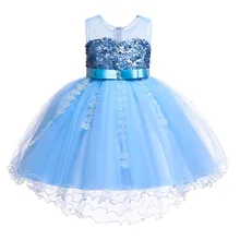 Кружева блесток платье принцессы Платья для младенцев детское вечернее одежда для малышей первого одинаковые костюмы выпускное платье для дам