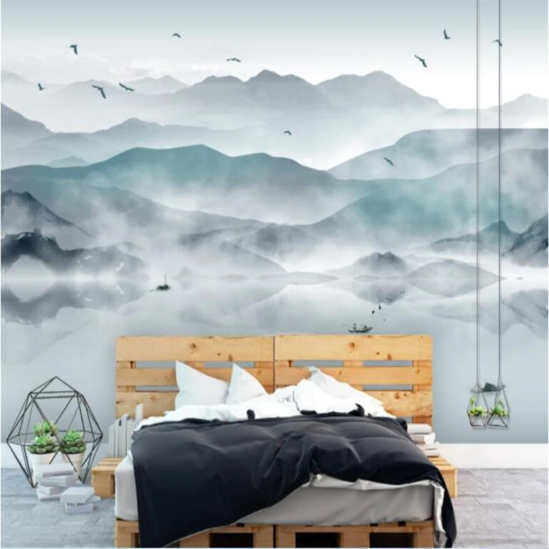 

beibehang Custom 3D Wallpaper Three-dimensional New Chinese Abstract Artistic Ink Landscape Painting Background Wallpaper Mural