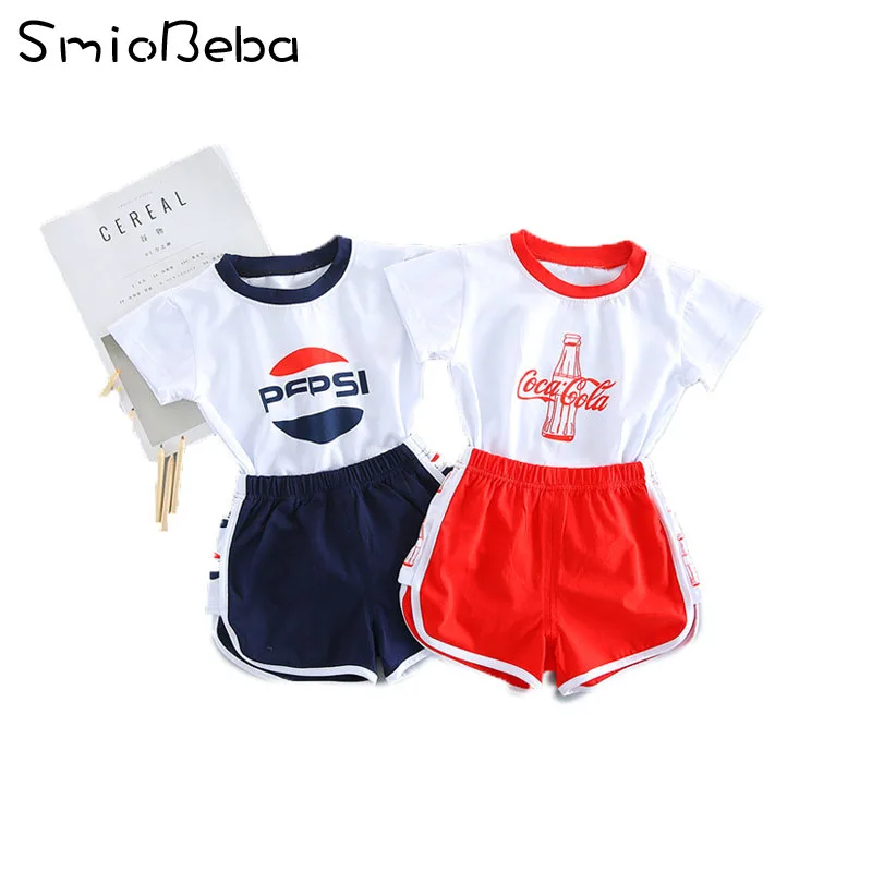 

Baby 2pcs Sets for New Born in Baby Girls Clothing Sets Kids Cola Sport Top Tee+PP Pants Shorts Sleeve Summer Boys Clothing 0-4Y