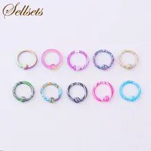 Набор украшений для пирсинга тела, 10 шт., 16 г, нержавеющая сталь, цвет, обруч для носа, бровей, губ, серьги, кольцо из бисера