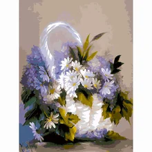 DIY ромашки и серебряные картины живопись по номерам DIY Цифровая живопись маслом на холсте Раскраска по номерам настенное Искусство 40*50 см