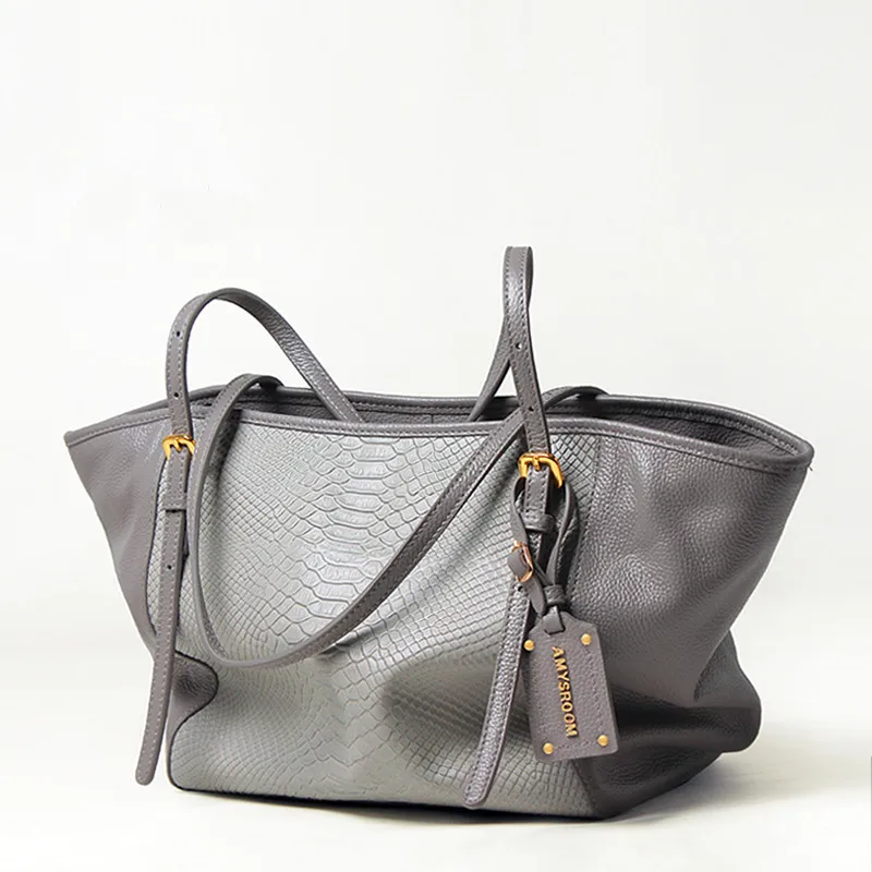 

Candice's Large Women Genuine Leather Handbags Serpentine Women Bags Cow Leather Shoulder Bags Luxury Design Brand Crossbody Bag
