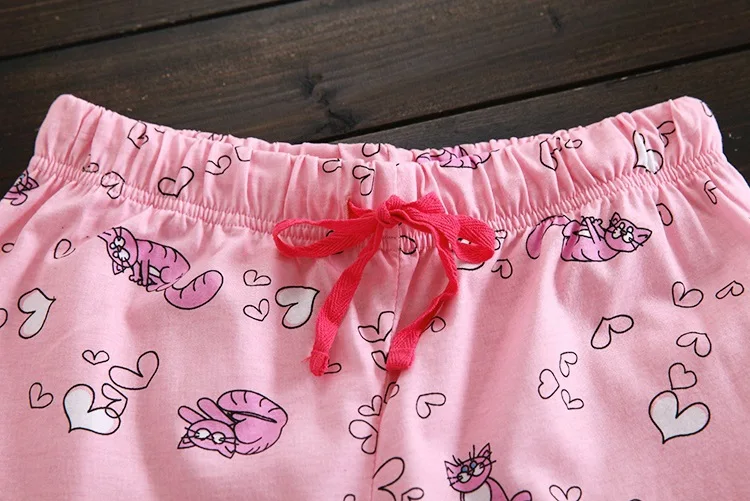 2017 summer short sleeve lady cute cotton shorts pajamas suit cotton European version of the home set (8)
