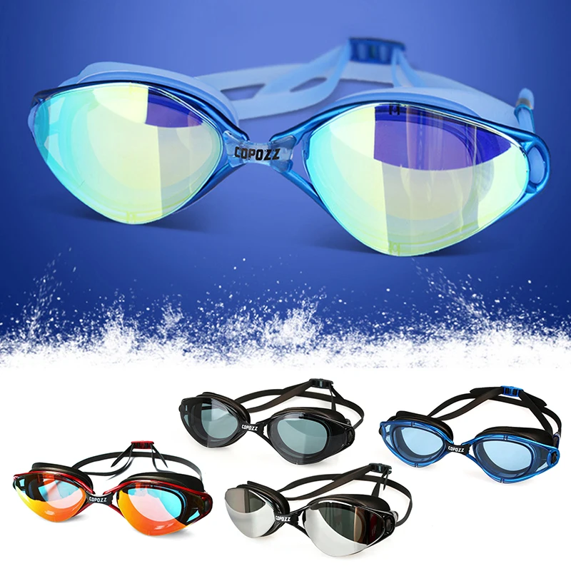 

COPOZZ Professional Swimming Goggles Anti-fog Anti-UV Lightweight Swim Glasses Mirror Coating Clear Adjustable Swim Glasses